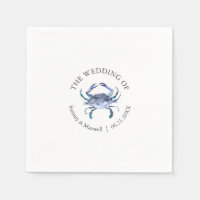 Waterverf Blauwe Krab Strand Bruiloft Cocktail Ser