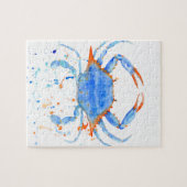 Waterverf blauwe krab verfsplaat legpuzzel (Horizontaal)