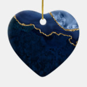 Waterverf Blauwe marmer Agate Geode Wedding Heart Keramisch Ornament (Achterkant)