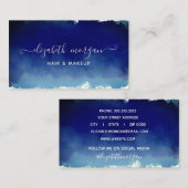 Waterverf Blauwe moderne handtekenscript Visitekaartje (Voorkant / Achterkant)