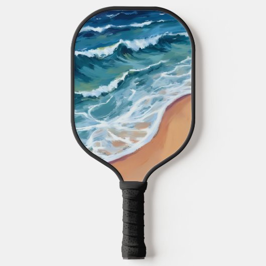 Waterverf Blauwe oceaangolven Pickleball Paddle (Voorkant)