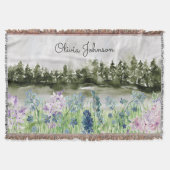 Waterverf Blauwe Paarse bloemenweide op de berg Deken (Voorkant)