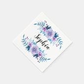Waterverf Blauwe Paarse Floral - Aangepaste tekst Servetten (Hoek)