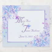 Waterverf blauwe Paarse Lila ventilator Sparkling Wijnetiket (Enkel label)