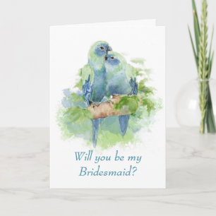 Waterverf Blauwe Papegaai Tropische Bruidsmeisje H