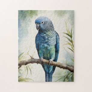 Waterverf blauwe parkiet eucalyptusboom legpuzzel