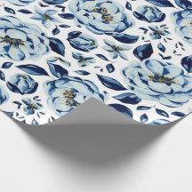 Waterverf Blauwe Pioen Bloempatroon