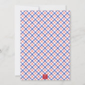 Waterverf Blauwe & Rode Plaid Kreeft Kaart (Achterkant)