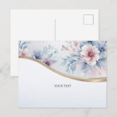 Waterverf Blauwe Roze Bloem Aansichtkaart Briefkaart (Voorkant / Achterkant)