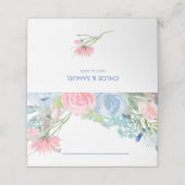 Waterverf Blauwe Roze Floral Wedding (Buitenkant ongevouwen)