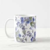 Waterverf blauwe rozen bloemen veren wit koffiemok (Links)