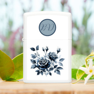 Waterverf Blauwe Rozen En Monogram