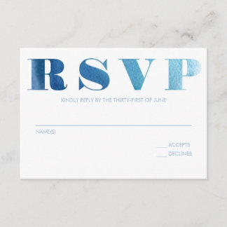 Waterverf blauwe RSVP-kaart RSVP Kaartje