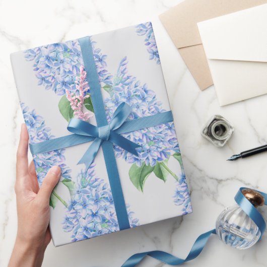 Waterverf Blauwe Sering Pattern Cadeaupapier (Geschenken)