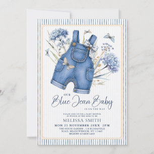 Waterverf Blauwe Spijkerbroek Baby All-in-One Baby Kaart