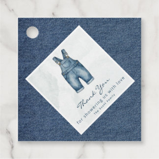 Waterverf Blauwe Spijkerbroek Baby Shower Denim Bedankjes Labels
