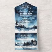 Waterverf Blauwe Sterrennacht Sky Celestial Bruilo All In One Uitnodiging (Binnen)