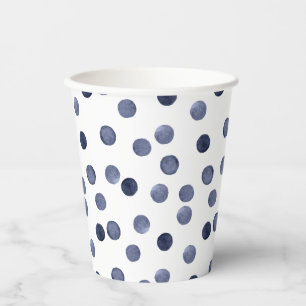 WATERVERF . Blauwe stip. Papieren Bordje Bekers