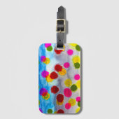 Waterverf blauwe stippen abstract bagagelabel (Voorkant (verticaal))