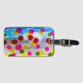 Waterverf blauwe stippen abstract bagagelabel (Voorkant (horizontaal))