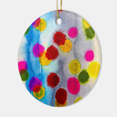 Waterverf blauwe stippen abstract keramisch ornament (Links)