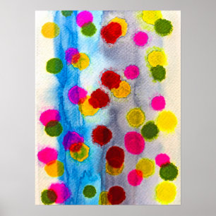 Waterverf blauwe stippen abstract poster