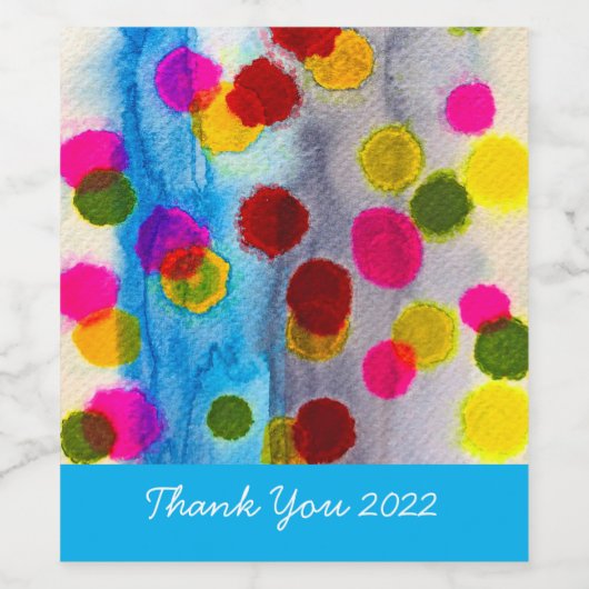 Waterverf blauwe stippen abstract wijn etiket (Enkel label)