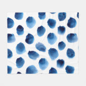 Waterverf Blauwe Stippen: Hand geschilderd Naadloo Fleece Deken (Voorkant (Horizontaal))