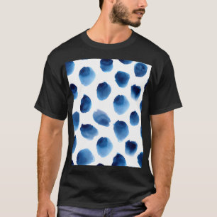 Waterverf Blauwe Stippen: Hand geschilderd Naadloo T-shirt