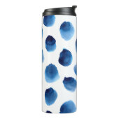 Waterverf Blauwe Stippen: Hand geschilderd Naadloo Thermosbeker (Gedraaid links)