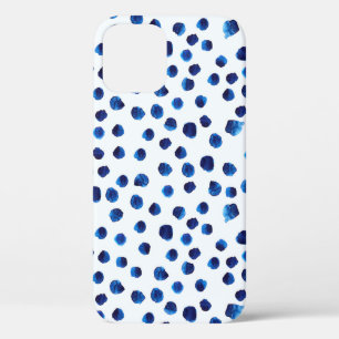 Waterverf blauwe stippen naadloos patroon iPhone 12 hoesje