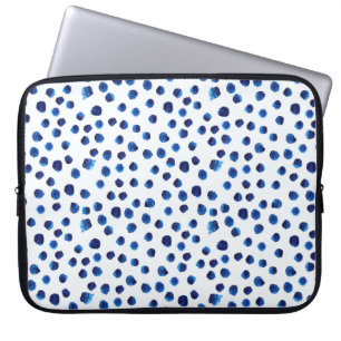 Waterverf blauwe stippen naadloos patroon laptop sleeve