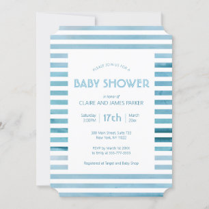 Waterverf Blauwe strepen Eenvoudig Baby shower Kaart