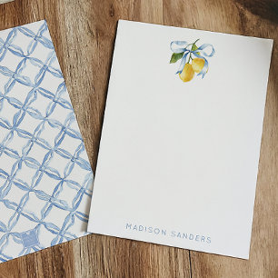 Waterverf Blauwe Strik Citroenen Gepersonaliseerd Bedankkaart