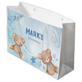 waterverf Blauwe teddybeer kinder Groot Cadeauzakje (Achterkant Gekanteld)