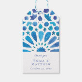 Waterverf Blauwe Tegel Cadeaulabel (Voorkant)