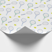 Waterverf Blauwe Tennisrackets Cadeaupapier (Hoek)