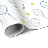 Waterverf Blauwe Tennisrackets Cadeaupapier (Rol Hoek)