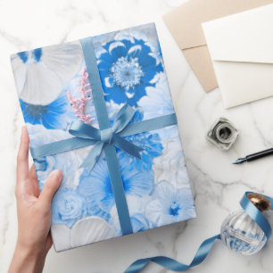 Waterverf Blauwe Tuin bloemen elke keer Cadeaupapier