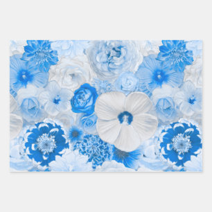 Waterverf Blauwe Tuin bloemen elke keer Inpakpapier Vel