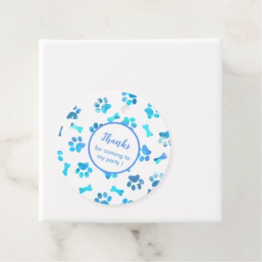 Waterverf blauwe verf afdrukken bedankjes labels (In situ)