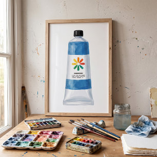 Waterverf Blauwe Verf Tube Illustratie Poster