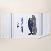 Waterverf Blauwe Vintage Strandlaken (Voorkant)