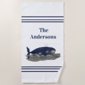 Waterverf Blauwe Vintage Strandlaken (Voorkant)