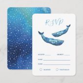 Waterverf blauwe vinvis RSVP (Voorkant / Achterkant)