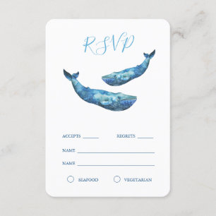 Waterverf blauwe vinvis RSVP Kaartje