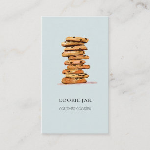 Waterverf blauwe visitekaartje voor cookie bakkeri