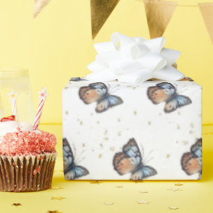 Waterverf blauwe vlinder cadeaupapier