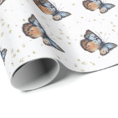 Waterverf blauwe vlinder cadeaupapier (Rol Hoek)