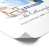 Waterverf Blauwe voordeur voor kuststrook Poster (Hoek)